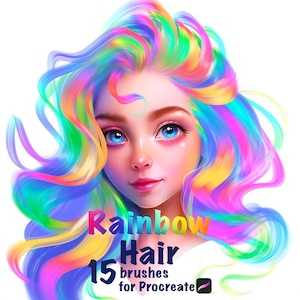 Rainbow Hair Brushes for Procreate - Colorful Fantasy Hair