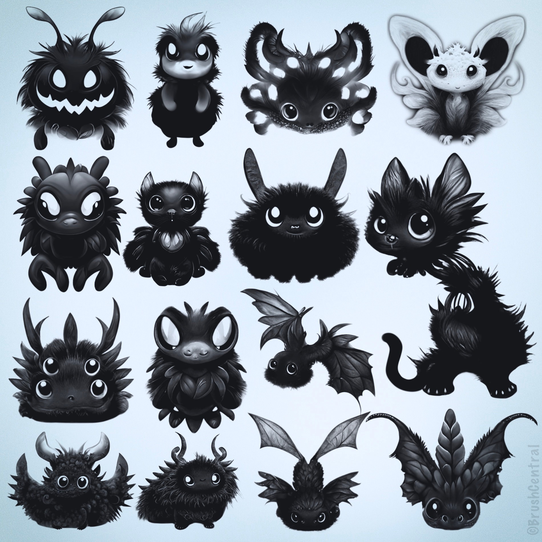Cute Monster Stamps for Procreate – 30 Halloween Brushes (digital ...