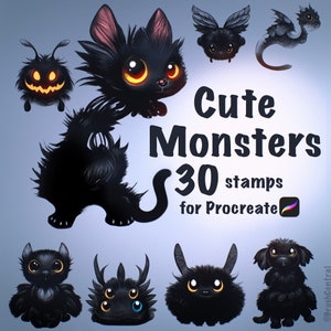 Cute Monsters - Halloween Stamps for Procreate