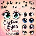 Cartoon Eye Stamps for Procreate \u2013 35 Cute Easy Eyes (Digital Download) product logo
