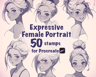 Tampons portrait expressif pour procréer - Jolies expressions faciales féminines