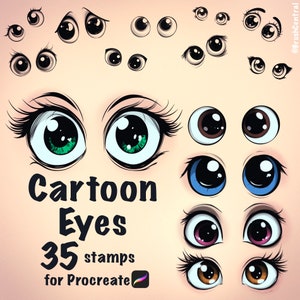 Znaczki z kreskówkowymi oczami do Procreate - Easy Eyes - Cute Eyes