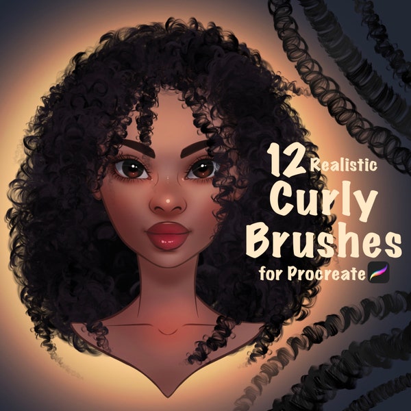 Curly Brushes for Procreate - Easy Curly Hair - Curls