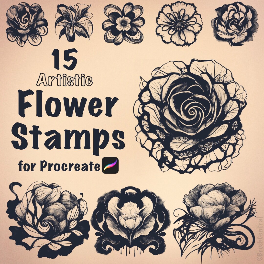 Flower Stamps for Procreate - Etsy