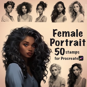 Portrait Stamps for Procreate - Women Female Faces
