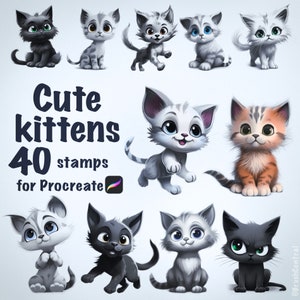Cute Kittens - Stamps for Procreate - Cat Drawings
