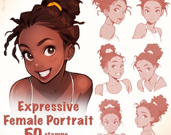 Tampons portrait expressif pour procréer - Jolies expressions faciales féminines