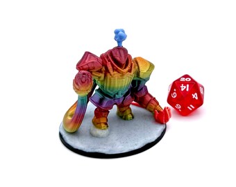 Painted Rainbow Furnace Golem-  Enemy, 28mm, DnD Miniatures, D&D, Mini