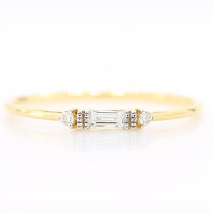 Baguette Diamond 14k Gold Ring: Natural Stacking Ring