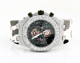 Luxusuhr aus echtem VVS-Moissanit-Diamant, einzigartige handgefertigte Uhr für Männer und Frauen, Hip-Hop-Uhr, Iced Out-Uhr, Geschenk für die Liebe