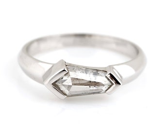 Kite Diamond Engagement Ring, Fancy Grey Color Diamond 14k Gold Ring, Unique Salt and Pepper Diamond Ring, Superb Gift for Love