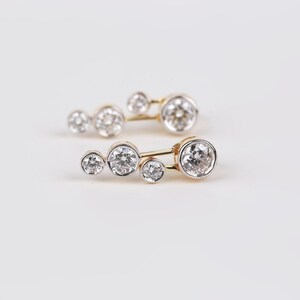 Modern Diamond Climber Earrings | 14K Gold Lab Grown Diamond Ear Crawler | Bezel Set Diamond Earrings | Minimalist Fine Jewelry Gift for Her