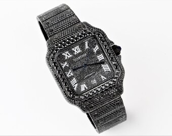 Luxus-Diamantuhr aus echtem VVS-Moissanit-Diamant, handgefertigte Edelstahluhr für Männer und Frauen, Hip-Hop-Uhr, Geschenk für die Liebe