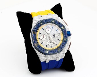 Luxus Diamant Uhr in Echt VVS Moissanit Diamant Uhr, Einzigartige Handgefertigte Uhr Für Herren Frauen, Hip Hop Uhr, Iced Out Uhr Geschenk für die Liebe