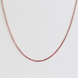 Pink sapphire tennis necklace gold | 14K Natural pink sapphire choker necklace gold | Pink sapphire eternity necklace gold | Dainty layering