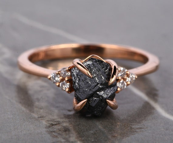 Rough black diamond ring deals