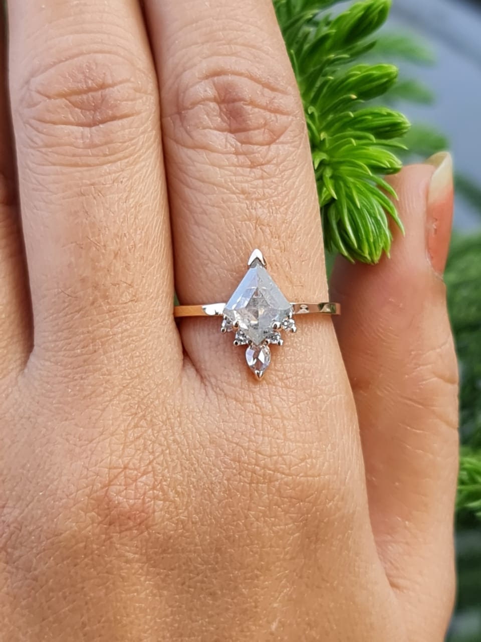 Salt and Pepper Diamond Ring Engagement Ring Diamond Ring 14k Etsy