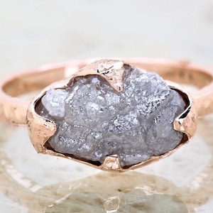 Gray Rough Diamond 14k Gold Engagement Ring: Twig Band