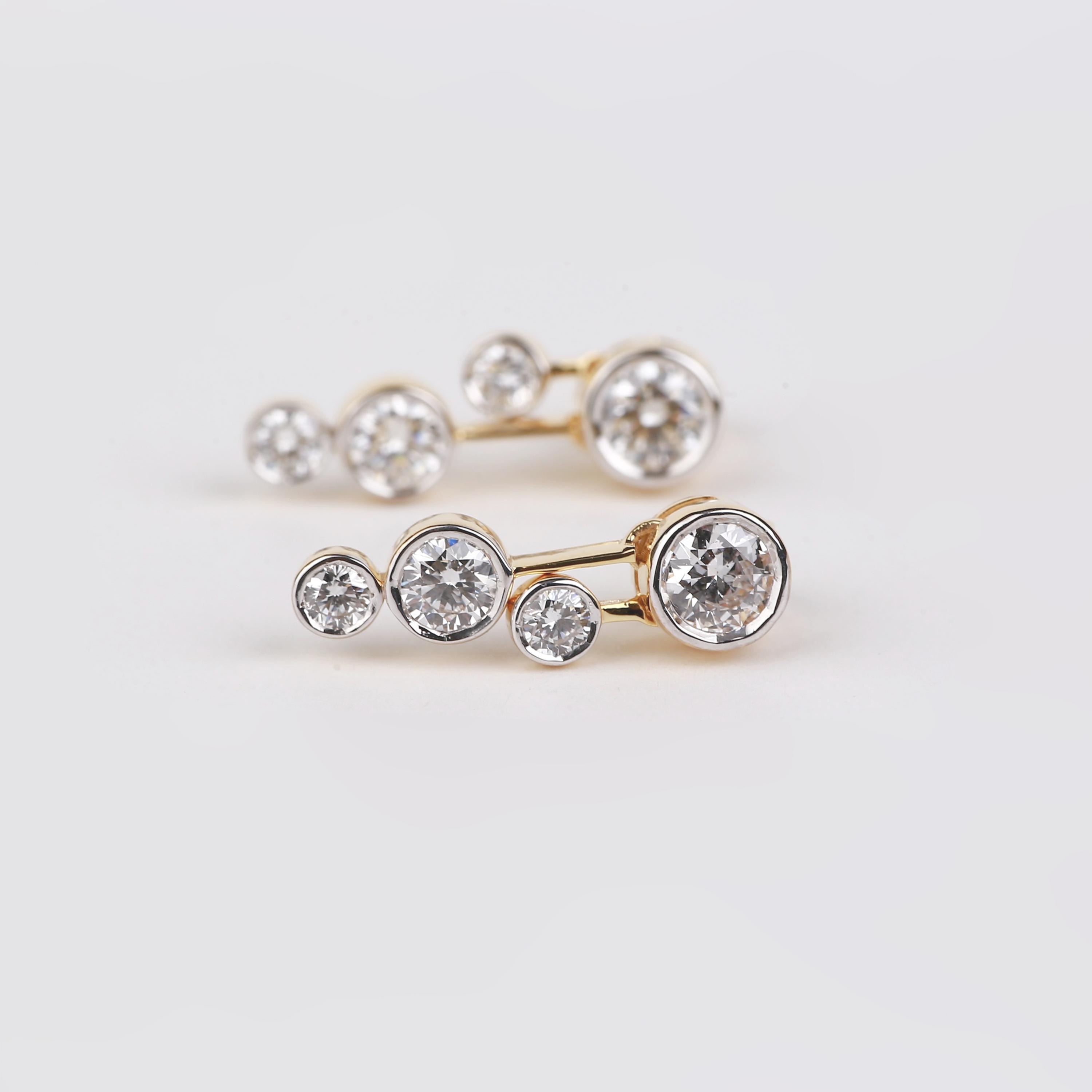 14K Gold Lab Grown Diamond Climber Earrings: Minimalist Fine Jewelry