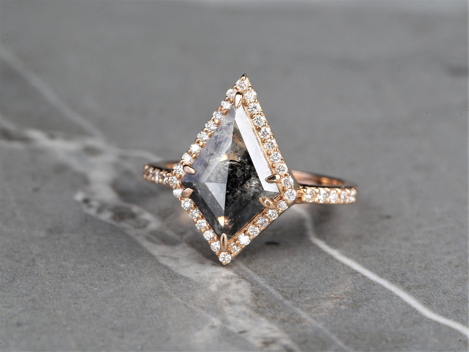 Salt and Pepper Diamond Kite Cut Diamond Ring Natural Etsy