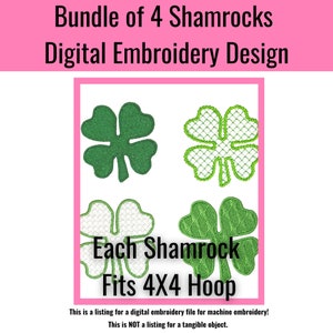 Bundel van 4 Shamrock digitale borduurmotieven