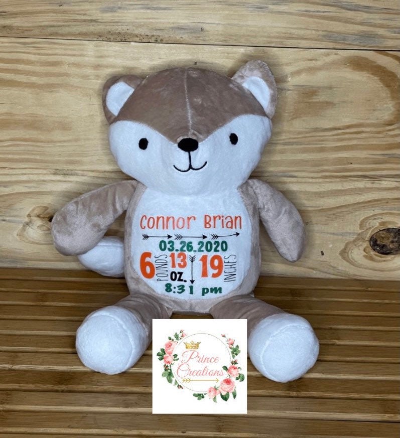 Birth Stats Stuffed Animal Birth Stats Elephant Birth Stats Etsy