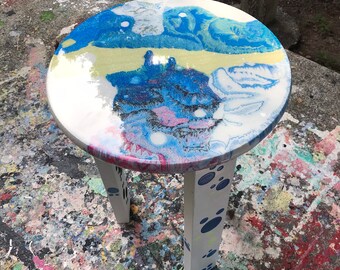 Change In Communication Custom Epoxy Art Table With Glow In The Dark