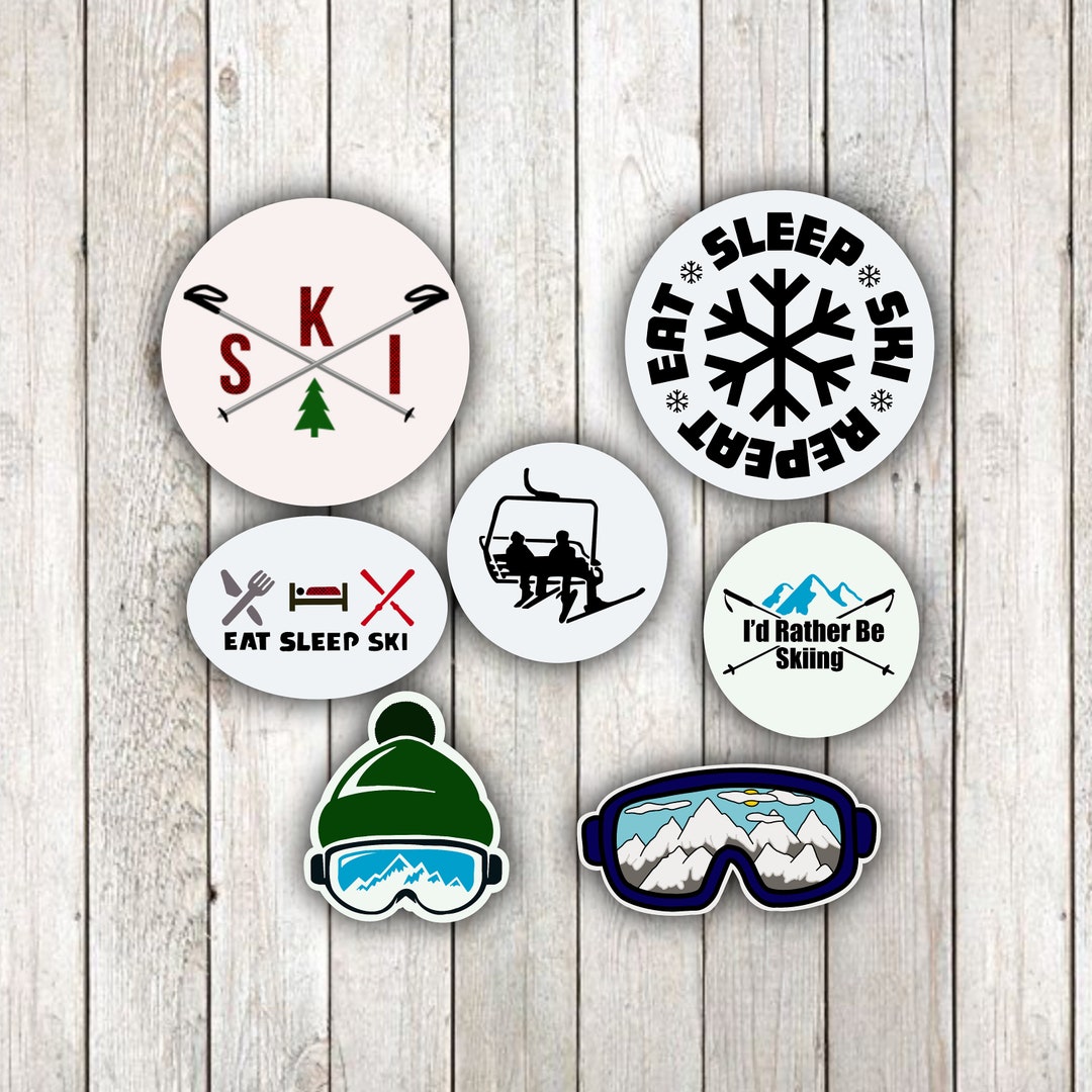 Skiing Sticker Pack Waterproof Sticker for Laptop, Water Bottle