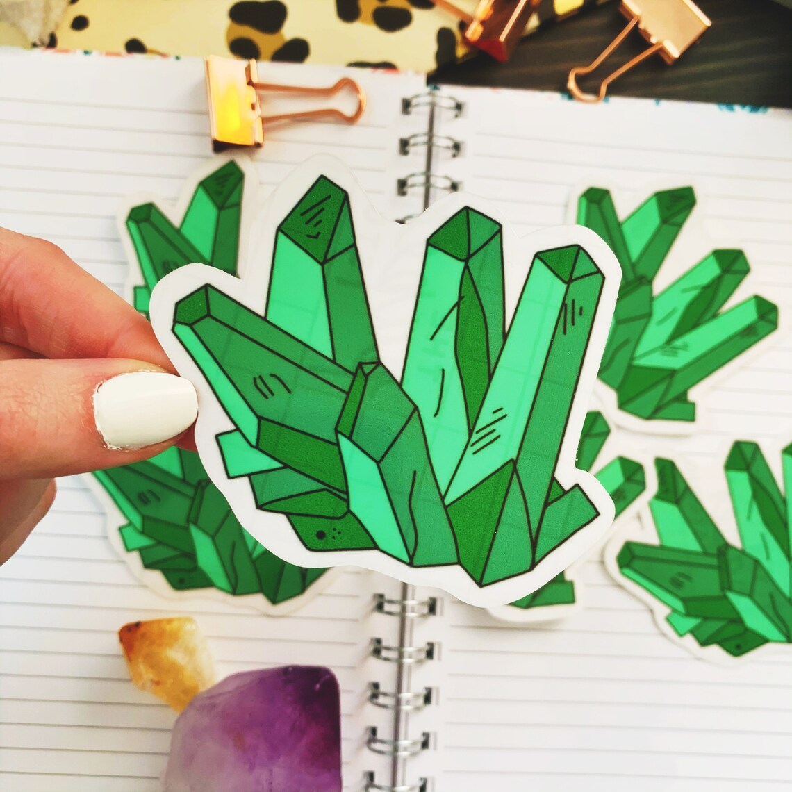 Emerald Crystal Cluster Sticker DieCut Stickers Laptop Etsy
