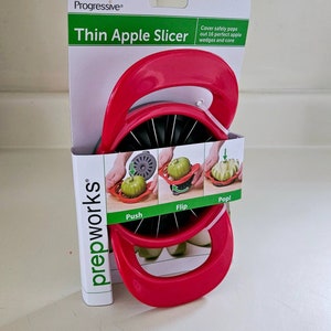 Red Thin Apple Slicer Prepworks Push Flip Pop Cover Safely Pops