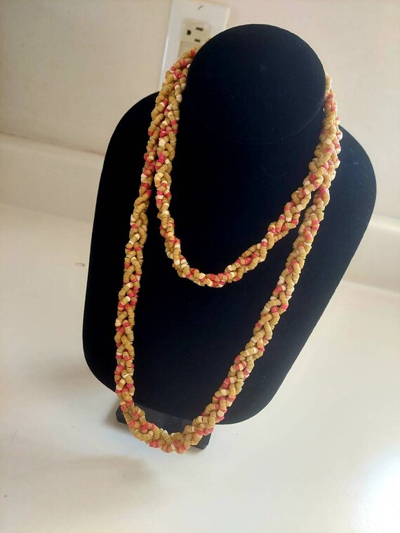 38" Braided Vintage Beaded Plastic Necklace Fashi… - image 5