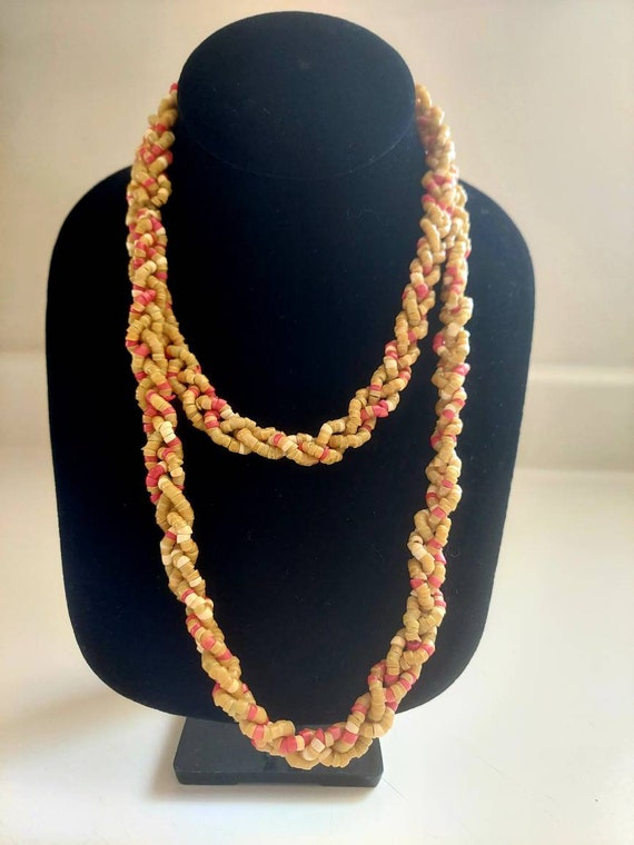 38" Braided Vintage Beaded Plastic Necklace Fashi… - image 8