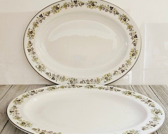 Set of 2 Royal Doulton 13"×10" Vanity Fair Dinner Serving Platter Plates English Translucent