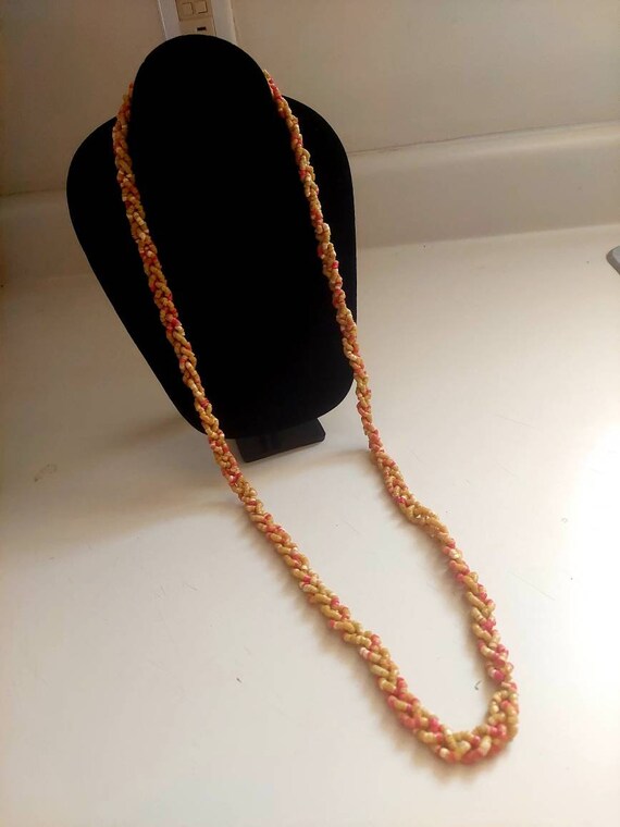 38" Braided Vintage Beaded Plastic Necklace Fashi… - image 4