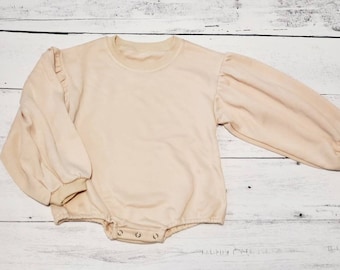 Pelele tipo sudadera para bebé RTS en blanco para sublimación, pelele de manga ancha extragrande para bebé para sublimación, pelele burbuja