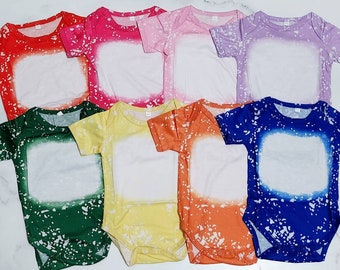 Bodys de bebé con efecto desteñido, prendas para sublimación, body 100% poliéster con tacto de algodón, bodys al por mayor, body con aspecto desteñido