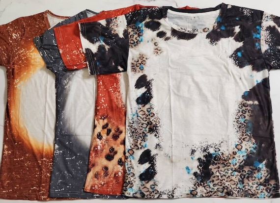 RTS Faux bleached adult sublimation shirts, 100 percent polyester shirts, blank sublimation shirt, vneck sublimation shirt, faux cowhide