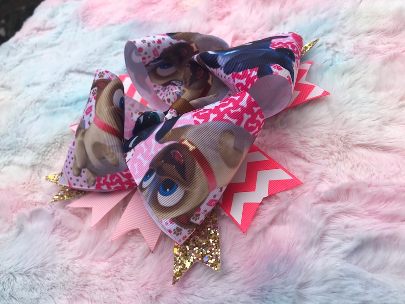 Oversized Bow Bingo and Rollie Girls Hair Bow Puppy Dog Pals Boutique Stacked Hair Bow 6 inch Puppy Bow