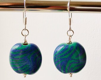 Drop Earring Classic Beauty Hand Painted White Kazuri Beaded Earrings