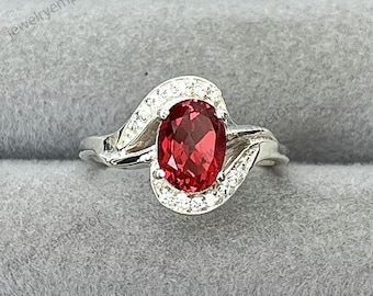 Bague en argent sterling 925 rubis rouge, anneau torsadé, bague de fiançailles solitaire, bague de promesse, bijoux de mariée en argent
