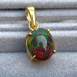 Natural Black Opal 925 Sterling Silver Pendant, Ethiopian Black Fire Opal Silver Pendant, Handmade Silver Jewellery Best for Gifts