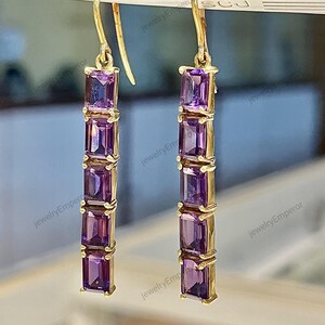 Natural Amethyst Earring 925 Sterling Silver Hook Earring Amethyst Silver Jewellery Earring Dangle & Drop Earring, Best For Gift
