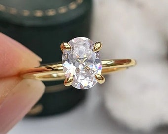 Moissanite Ring 925 Silver Ring Simulated Diamond Ring, Solitaire Ring, Wedding & Engagement Ring, Promise Ring Silver Jewelry for Gift