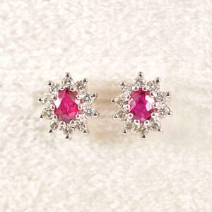 Rosa rubinörhängen: Halo-smycken i 925 sterlingsilver