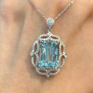 Aquamarine Gemstone 925 Sterling Silver Pendant, Anniversary Jewellery Aquamarine Silver Pendant, Handmade Silver Jewellery Best for Gifts