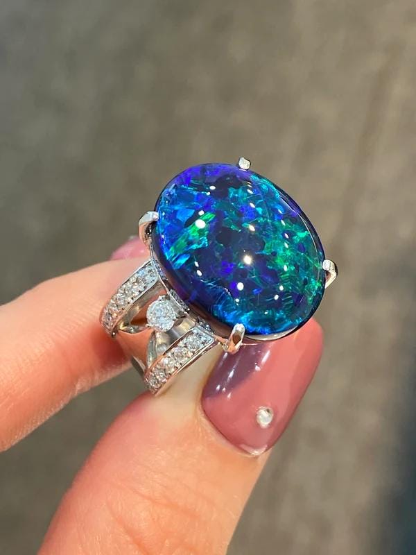 Australian Black Opal Ring - Etsy Singapore Australian Black Opal Ring - Etsy Singapore