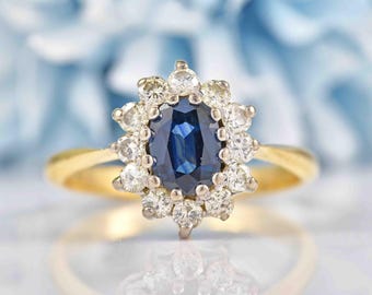 London Blue Topaz Ring: 925 Sterling Silver Halo Ring