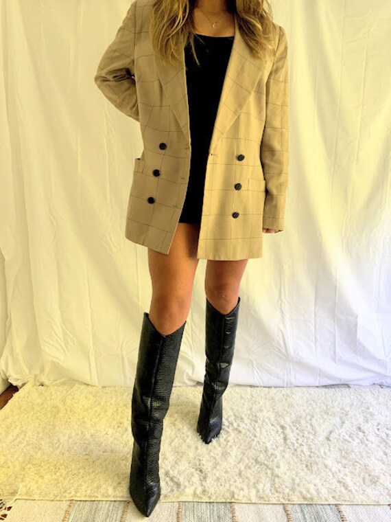 Oversized Tan Plaid Blazer