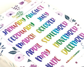 Foiled Monthly Header Stickers, Planner and Bullet Journal Stickers