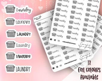 Foiled Laundry Script Stickers Bullet Journaling Planner Stickers Cute Housework Planner Sticker Chore Sticker Cleaning Sticker Word Sticker